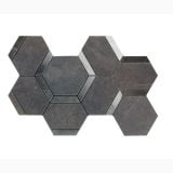 Mozaic pe plasa Esagona Decoro Pietra Grey Mix 20x34 cm