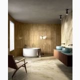 Faianta tip Brick - Progetto PO 07 Canapa Brick 7.5x40 cm – ambient baie, baie moderna cu cada rotunda si faianta bricks, pe perete