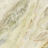 Gresie Portelanata HPM 01 Paradise Lucios 120x120 cm – textura marmorata bej cu vinisoare aurii si verzi