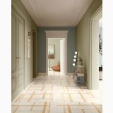 Gresie Portelanata Sensoria HSO 10 Puro Combination 120x120 cm – ambient hol, hol elegant cu pardoseala geometrica bej si crem