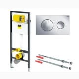 Set Vas WC Rimless Venise cu Kit rezervor WC Incastrat Viega – cadru rezervor incastrat, clapeta crom, tije montaj
