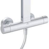 Coloana de dus Silver cu termostat Ideal Standard Ceratherm Alu+ – detaliu, baterie termostat crom montata pe perete, close-up