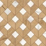 Gresie Timewood Flip Mosaic Honey 29x29 cm – model geometric romburi lemn si marmura alba