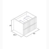 Mobilier Baie Riflat Easy Finisaj Alb Mat L.60 cm – schita tehnica, desen tehnic cu dimensiuni 60x45x45.4 cm