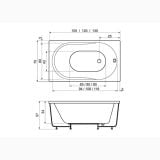 Cada Rectangulara Rose 105x70x57 cm – schita tehnica, desen tehnic cu dimensiuni vedere de sus si profil