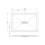 Cadita Dus Compozit Quadra Alb 70x100 cm – schita tehnica, desen tehnic cu dimensiuni cadita dus rectangulara