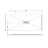 Cadita Dus Compozit Quadra Crem 70x140 cm – schita tehnica, desen tehnic cu dimensiuni cadita dus si sifon central