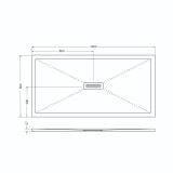 Cadita Dus Compozit Quadra Gri 80x160 cm – schita tehnica, desen tehnic cu dimensiuni si vedere din profil
