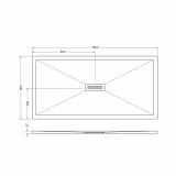 Cadita Dus Compozit Quadra Alb 80x160 cm – schita tehnica, desen tehnic cu dimensiuni cadita dus rectangulara