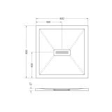 Cadita Dus Compozit Quadra Gri 80x80 cm – schita tehnica, desen tehnic cu dimensiuni cadita dus patrata