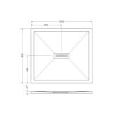 Cadita Dus Compozit Quadra Negru 90x100 cm – schita tehnica, desen tehnic cu dimensiuni cadita dus 1000x900 mm