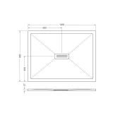 Cadita Dus Compozit Quadra Negru 90x120 cm – schita tehnica, desen tehnic cu dimensiuni cadita dus rectangulara