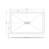 Cadita Dus Compozit Quadra Crem 90x140 cm – schita tehnica, schema tehnica cadita dus cu dimensiuni si sifon