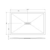 Cadita Dus Compozit Quadra Gri 90x140 cm – schita tehnica, desen tehnic cu dimensiuni cadita dus si sifon central