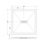 Cadita Dus Compozit Quadra Gri 90x90 cm – schita tehnica, desen tehnic cu dimensiuni cadita dus patrata 900x900mm
