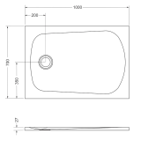 Cadita Dus Compozit Tonda Gri 70x100 cm – schita tehnica, desen tehnic cadita cu dimensiuni si sectiune