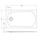 Cadita Dus Compozit Tonda Gri 70x120 cm – schita tehnica, desen tehnic cu dimensiuni cadita dus 1200x700 mm
