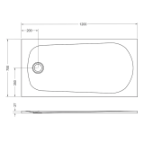 Cadita Dus Compozit Tonda Alb 70x140 cm – schita tehnica, desen tehnic cu dimensiuni cadita dus si sifon