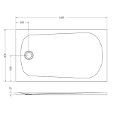 Cadita Dus Compozit Tonda Negru 80x140 cm – schita tehnica, desen tehnic cu dimensiuni cadita dus 1400x800 mm