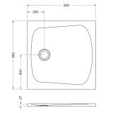 Cadita Dus Compozit Tonda Gri 80x80 cm – schita tehnica, desen tehnic cu dimensiuni cadita dus 800x800