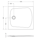 Cadita Dus Compozit Tonda Negru 90x100 cm – schita tehnica, desen tehnic cu dimensiuni cadita dus si sectiune