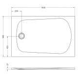 Cadita Dus Compozit Tonda Alb 90x140 cm – schita tehnica, desen tehnic cu dimensiuni cadita dus dreptunghiulara