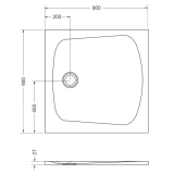 Cadita Dus Compozit Tonda Alb 90x90 cm – schita tehnica, desen tehnic cu dimensiuni cadita dus patrata