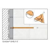 Raft de colt Schluter Shelf E S1 Curve 21x21 cm – schita tehnica, desen tehnic montaj raft de colt pe perete