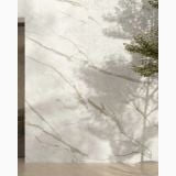 Gresie Portelanata Italgraniti Calacatta Top 60x60 cm Mat – ambient exterior, perete exterior din marmura cu umbre de copac