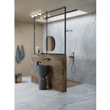 Gresie ABK Nuance Deep River mat 120x280 cm – ambient baie, baie moderna cu dus, marmura pe pereti si pardoseala, pe pardoseala si perete