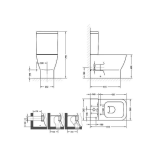 Vas WC Back To Wall Cu Rezervor Emma Square Gala si Capac Soft Close Finisaj Alb Lucios – schita tehnica, desen tehnic cu cote pentru vas WC montaj perete