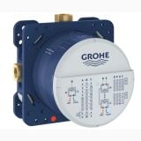 Baterie Incastrata Cada Dus Grohe Essence 3 iesiri Finisaj Crom – corp incastrat albastru cu capac alb Grohe