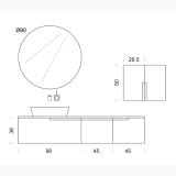Set Mobilier Baie Belbagno Era 01 Gri Mat 180 cm – schita tehnica, desen tehnic cu dimensiuni oglinda si mobilier baie