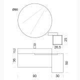 Set Mobilier Baie Belbagno Era 02 Alb Mat 120 cm – schita tehnica, desen tehnic cu dimensiuni oglinda rotunda si mobilier