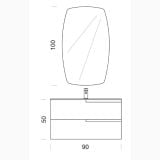 Set Mobilier Baie Belbagno Era 05 Alb Mat 90 cm – schita tehnica, desen tehnic cu dimensiuni oglinda si mobilier