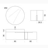 Set Mobilier Baie Belbagno Era 04 Noce Gold Mat 150 cm – schita tehnica, desen tehnic cu dimensiuni pentru oglinda si dulap