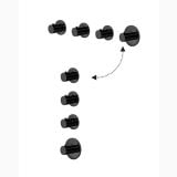 Set Paffoni Pentru Baterie Termostatica dus/cada Incorporata cu 3 Functii Negru Mat – schita tehnica, butoane negre montaj perete cu sageata rotatie