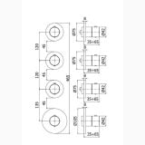 Set Paffoni Pentru Baterie Termostatica dus/cada Incorporata cu 3 Functii Negru Mat – schita tehnica, desen tehnic cu dimensiuni pentru montaj incastrat