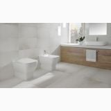 Vas WC Back To Wall Emma Square Gala + Capac Finisaj Alb Lucios – ambient baie, baie moderna cu vas wc, bideu si mobilier lemn, pe pardoseala