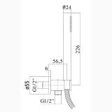 Set Dus Incastrat Mixer+Canula+Flexibil+Cap Dus Paffoni Crom – schita tehnica, desen tehnic cu dimensiuni pentru mixer incastrat si flexibil