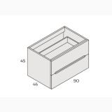 Mobilier Baie Easy Cannettato Noce Gold cu doua sertare L.90 cm – schita tehnica, desen tehnic dulap cu dimensiuni 90x46x45 cm
