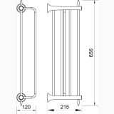 Suport prosoape cu portprosop FDesign Lacrima Crom – schita tehnica, desen tehnic cu dimensiuni 120 215 656 mm