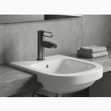 Baterie stativa bideu FDesign Zaffiro Gun Metal – ambient baie, baterie bideu montata pe lavoar alb, baie moderna