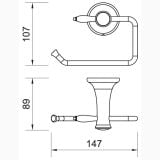 Suport hartie igienica FDesign Lacrima bronz periat – schita tehnica, desen tehnic cu dimensiuni 107 89 147 mm