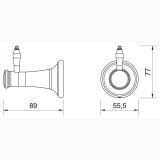 Agatatoare simpla FDesign Lacrima Crom – schita tehnica, desen tehnic cu dimensiuni 89 si 55,5 mm