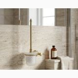 Perie WC FDesign Lacrima Bronz Periat – ambient baie, perie WC bronz periat montata pe perete marmura
