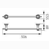 Portprosop simplu FDesign Lacrima Bronz Periat – schita tehnica, desen tehnic cu dimensiuni 506 mm si 89 mm