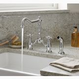 Baterie stativa spalator cu pipa extractibila FDesign Lacrima Crom – ambient bucatarie, baterie cromata pe blat granit langa chiuveta