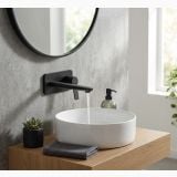 Baterie incastrata lavoar FDesign Seppia Negru – ambient baie, baterie neagra perete lavoar oval baie moderna