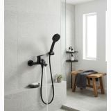 Set complet Baterie Cada/Dus FDesign Seppia Negru Mat – ambient baie, baterie cada dus negru mat pe perete gresie